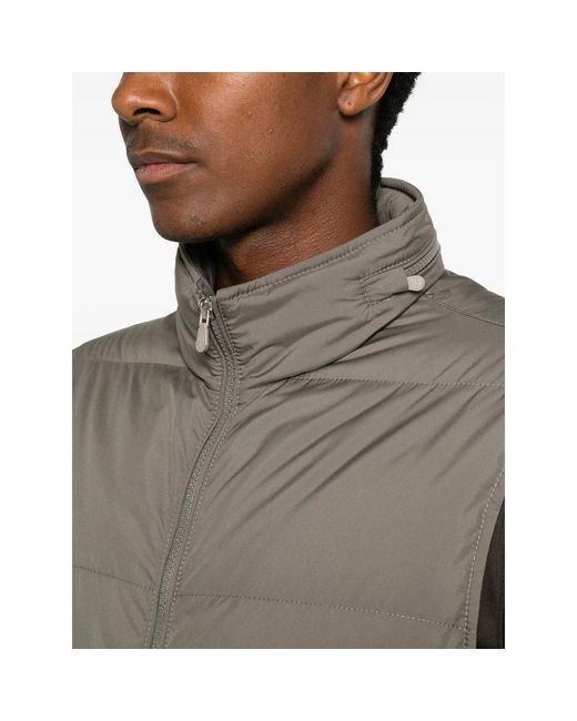 Brunello Cucinelli Brown Down Vest Techno Fabric for men
