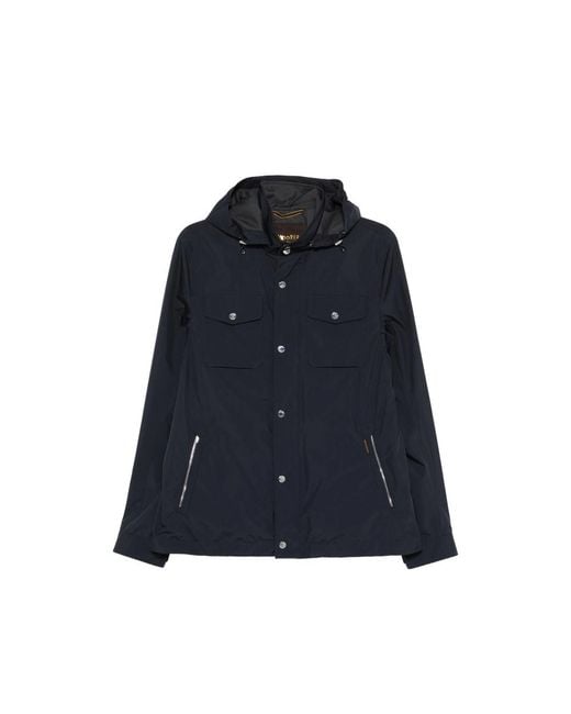 Moorer Blue Hooded Pocket Jacket for men