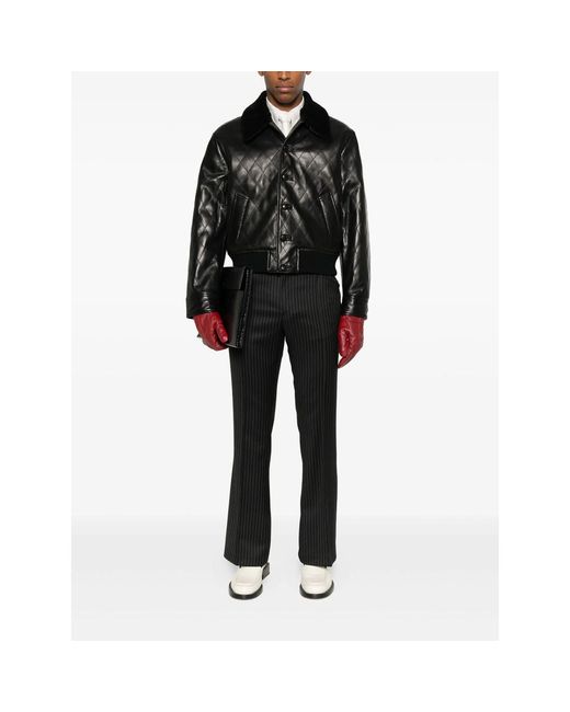 Ernest W. Baker Black Quilted Leather Jacket for men