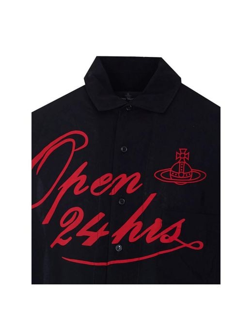 Vivienne Westwood Blue Open 24 Hours Bowling Short-Sleeve Shirt for men