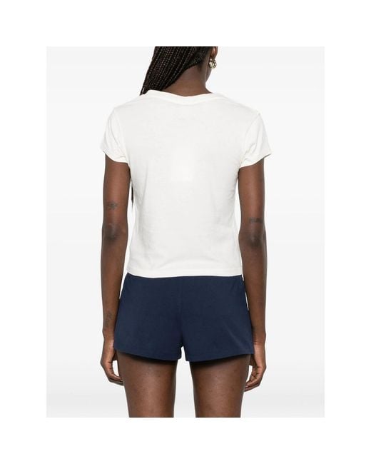 Sporty & Rich White T-Shirt Ecru Cotton