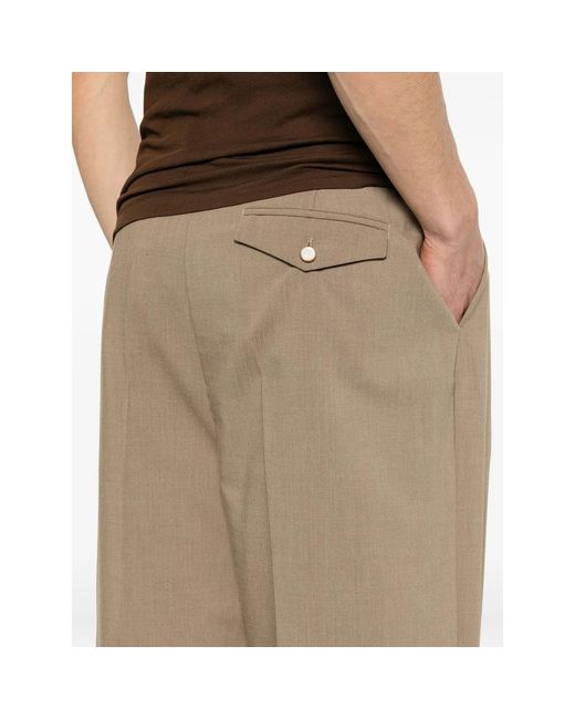 THESTROY Natural Pleated Trousers for men