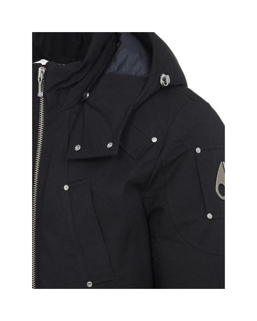 Moose Knuckles Black Hooded Down Jacket for men
