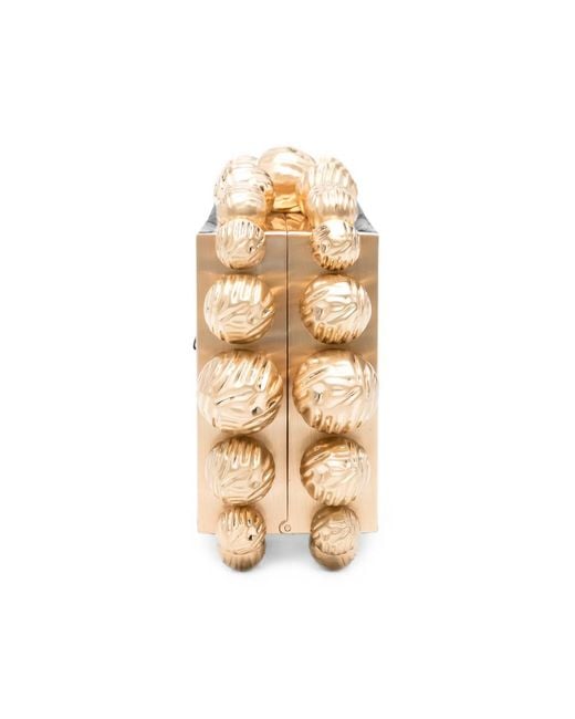 Cult Gaia Natural Bead-Embellished Brushed-Finish Clutch Bag
