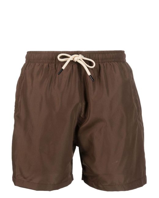 MATINEÉ Brown Logo-Patch Swim Shorts for men