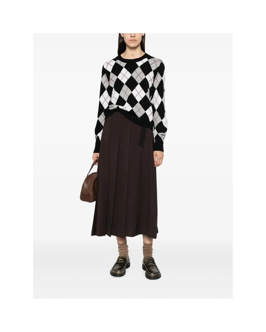 Lisa Yang Black Argyle-Knit Cashmere Sweater