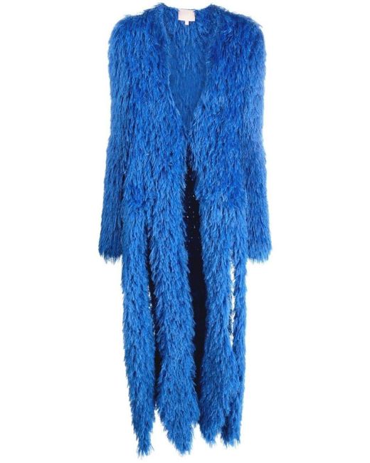 Liya Blue Fringed Side-slit Coat