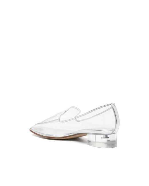 Herbert Levine White Square-Toe Loafers