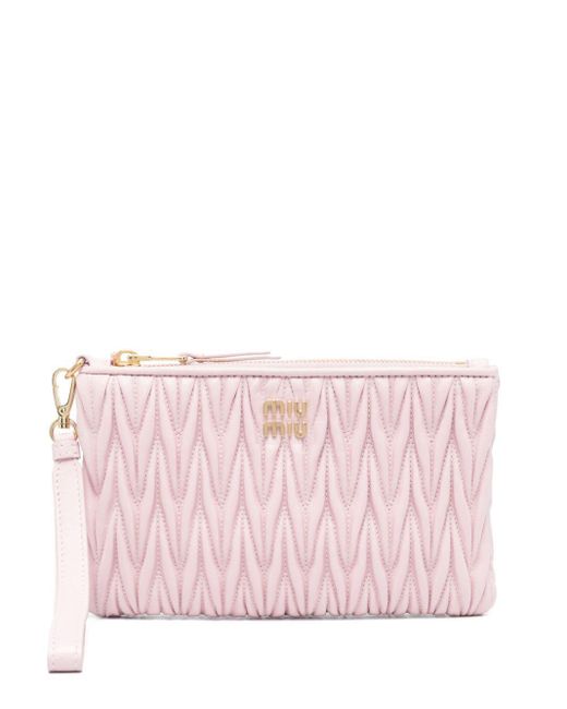 Miu Miu Pink Matelassé Nappa-leather Wallet