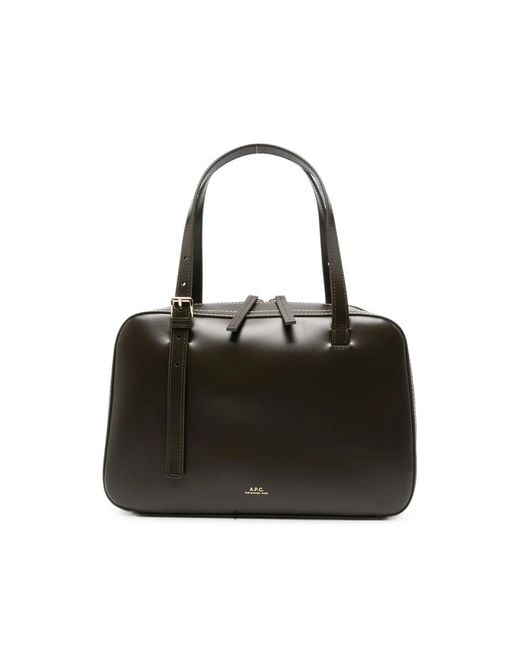 A.P.C. Black A. P.C. Contrast-Stitch Leather Shoulder Bag
