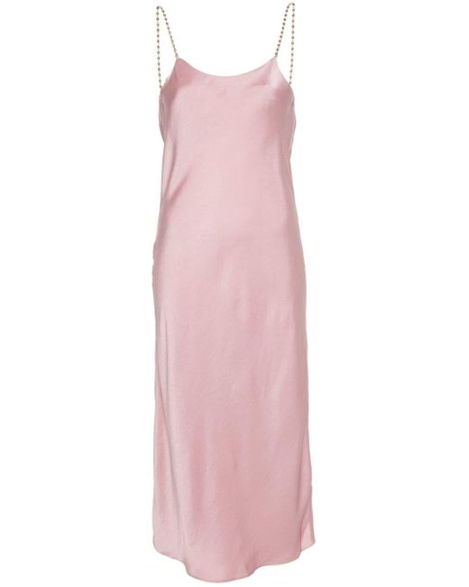 Ba&sh Pink Cleo Satin Midi Dress