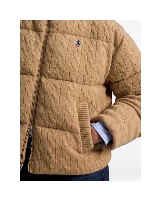 Ralph Lauren Natural Cable-Knit Quilted Jacket