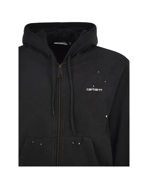 Carhartt Black Paint-Effect Zip-Up Hoodie
