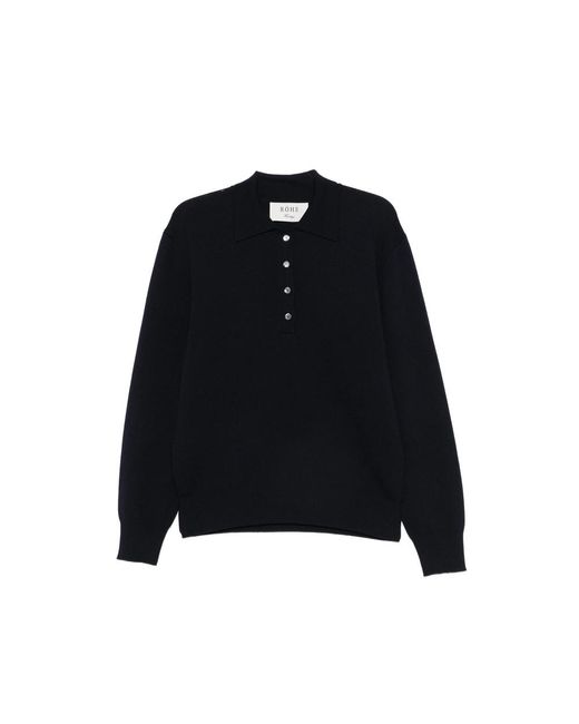 Rohe Black Button-Placket Polo Sweater
