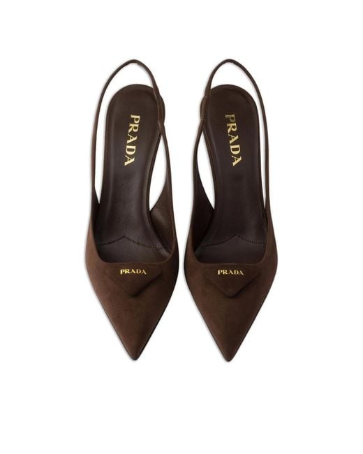 Prada Brown Suede Slingback Pumps