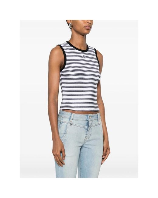 Amiri Black Striped Ribbed-Knit Tank Top