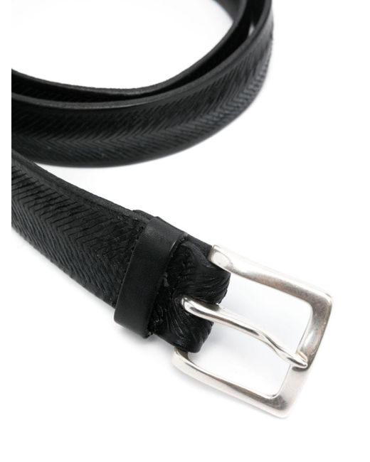 Orciani Black Masculine Leather Belt for men