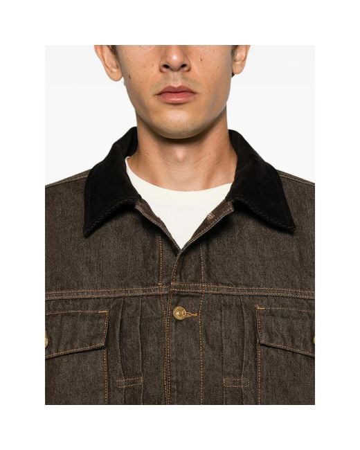 7 For All Mankind Brown Corduroy-Collar Denim Jacket for men