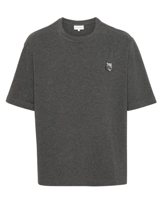 Maison Kitsuné Gray Fox-Motif Cotton T-Shirt for men