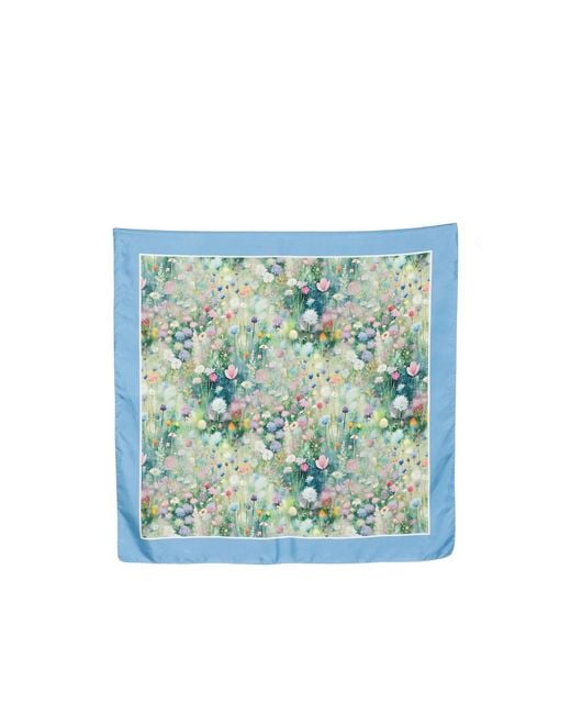 D'Aniello Blue Floral Print Scarf