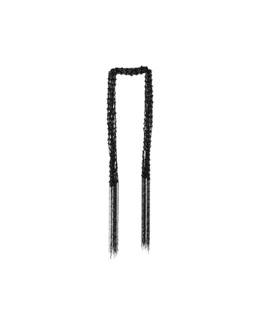 Dries Van Noten Black Beaded Fringed Scarf
