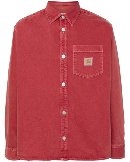 Carhartt Red George Logo-Patch Denim Shirt for men