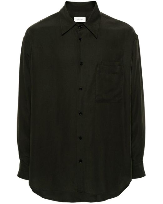 Lemaire Black Double-Pocket Lyocell Shirt