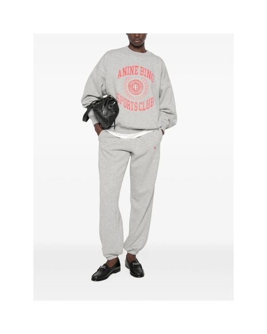 Anine Bing Gray Karter Logo-Embroidered Elasticated Track Pants