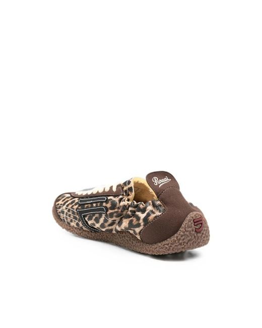 PURAAI Multicolor Leopard-Print Lace-Up Sneakers