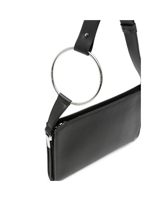 Dondup Black Ring-Handle Leather Tote Bag
