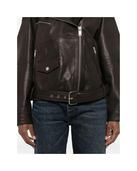 Gestuz Black Belted Leather Jacket