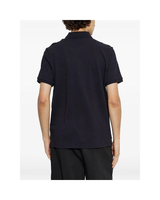 Moncler Blue Logo-Patch Short-Sleeve Polo Shirt for men