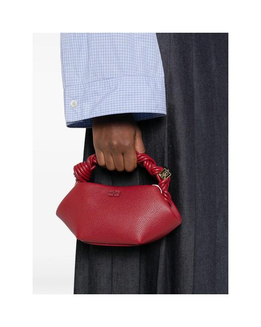 Ganni Red Bou Grained Hand Bags