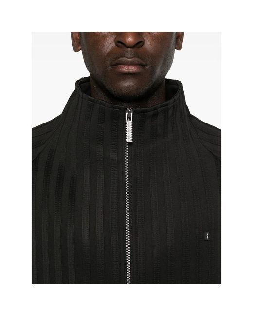 MADFRENZY Black Striped Zip Jacket for men