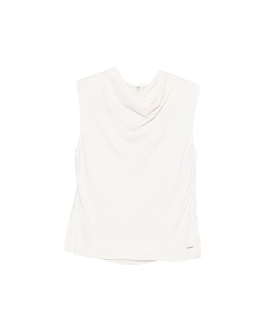 Calvin Klein White Top Viscose Cowl Neck