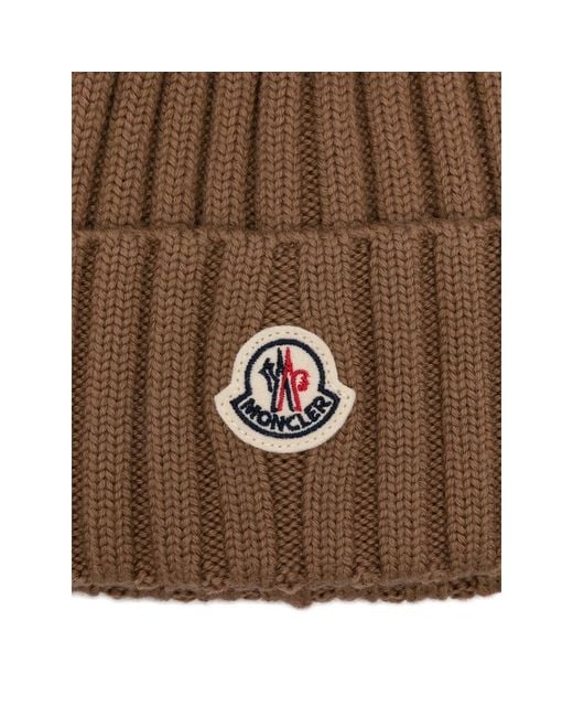 Moncler Brown Wool Beanie Hat