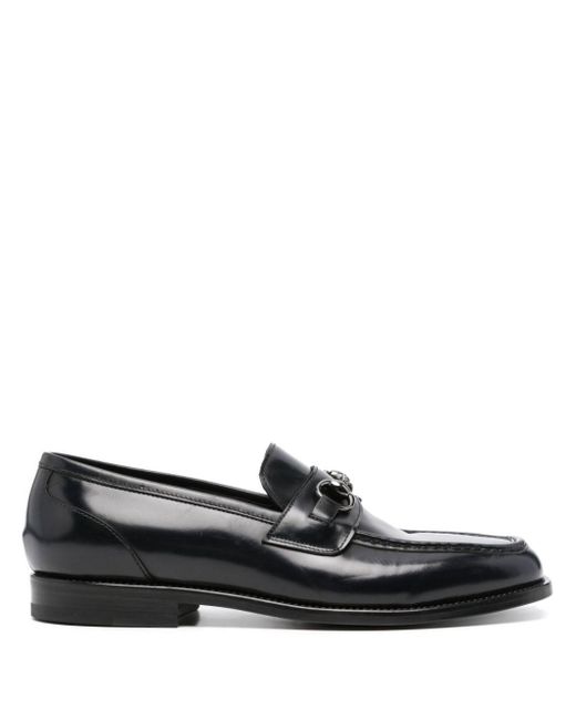 Tagliatore Black Appliqué-Detail Leather Loafers for men