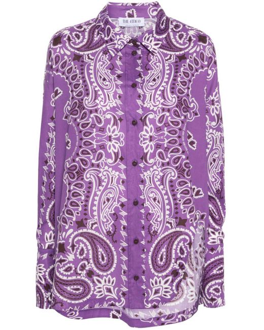 The Attico Purple Paisley-Print Cotton Shirt