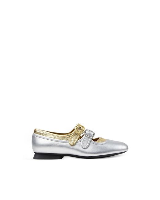 Camper White Casi Myra Buckle-Fastening Ballet Flats
