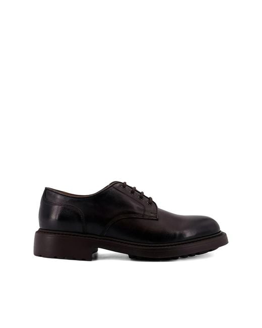 Doucal's Black Lace-Up Leather Derby Shoes for men