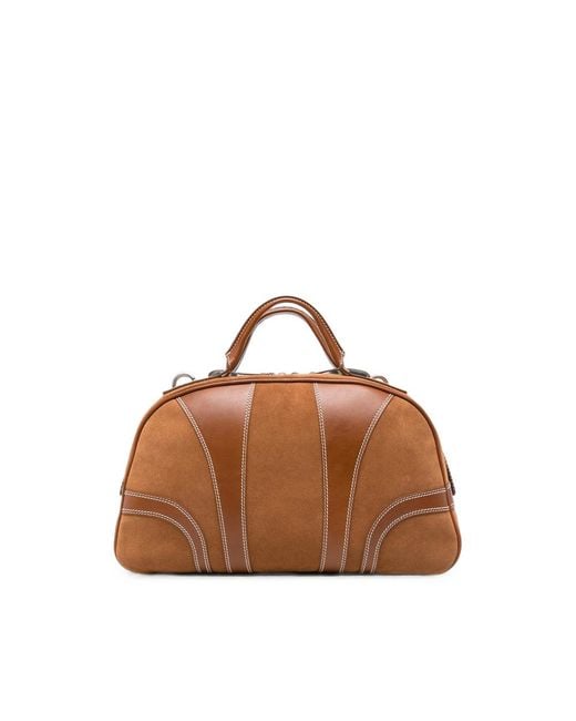 Dries Van Noten Brown Suede Leather-Panelled Tote Bag for men
