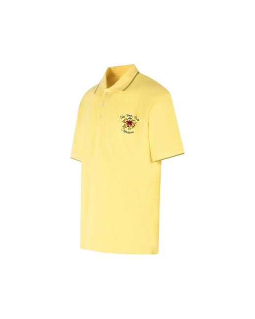 Drole de Monsieur Yellow Embroided Polo Shirt for men