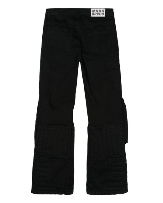 Who Decides War Black Raised Window Stacked Jeans for men