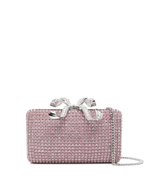 Self-Portrait Purple Crystal-Embellished Clutch Bag