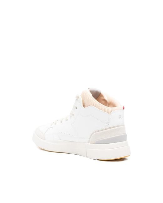 On Shoes White Roger Clubhouse Mid Lace-Up Sneakers