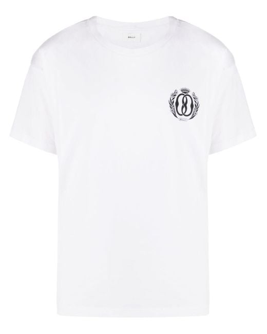 Bally White Logo-Print Organic Cotton T-Shirt for men