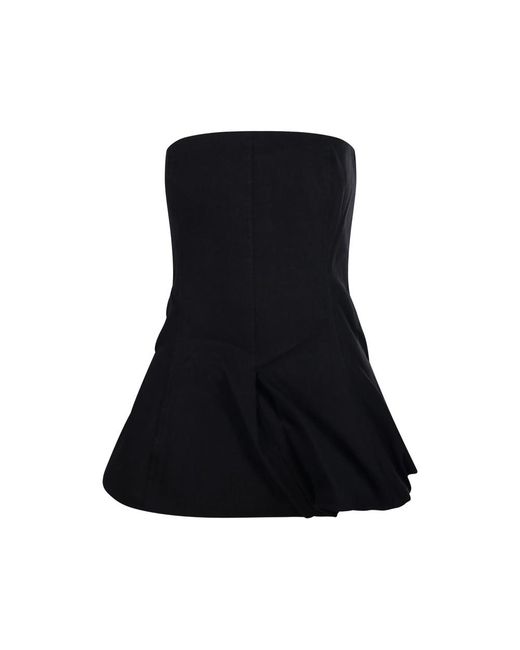 LAMRONS Black Strapless Bubble-Hem Top