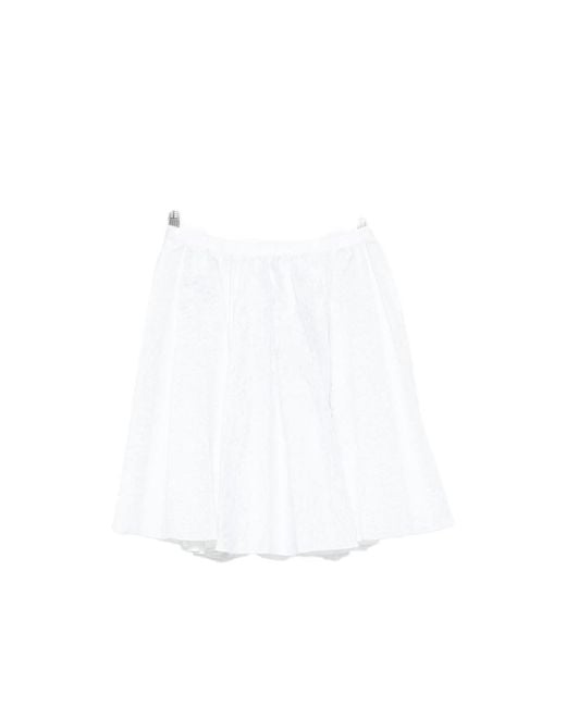 ShuShu/Tong White Floral-Jacquard Pleated Mini Skirt