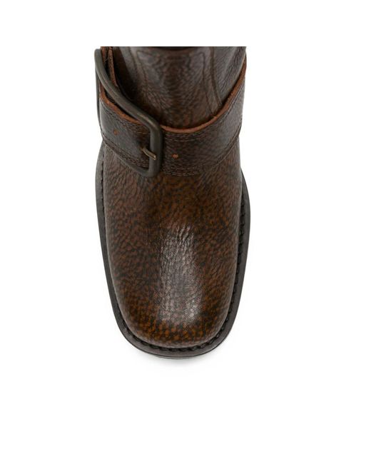 Dries Van Noten Brown Buckle-Detail Pebbled Leather Boots