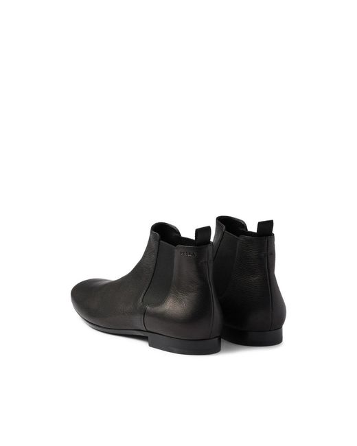 Prada Black Leather Chelsea Boots for men